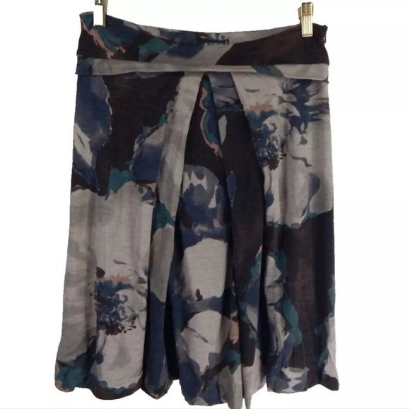Etro Brown Green Floral Knit A-Line Skirt - Picture 1 of 3